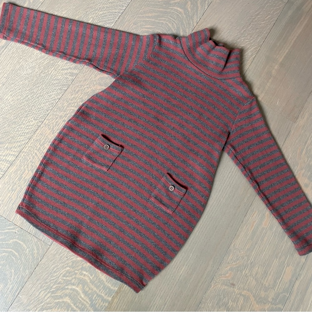 1+ in the Family Diana Grey Orange Striped Long Sleeve Cotton Dress 48 Months